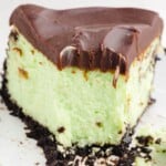 a piece of Chocolate Mint Cheesecake