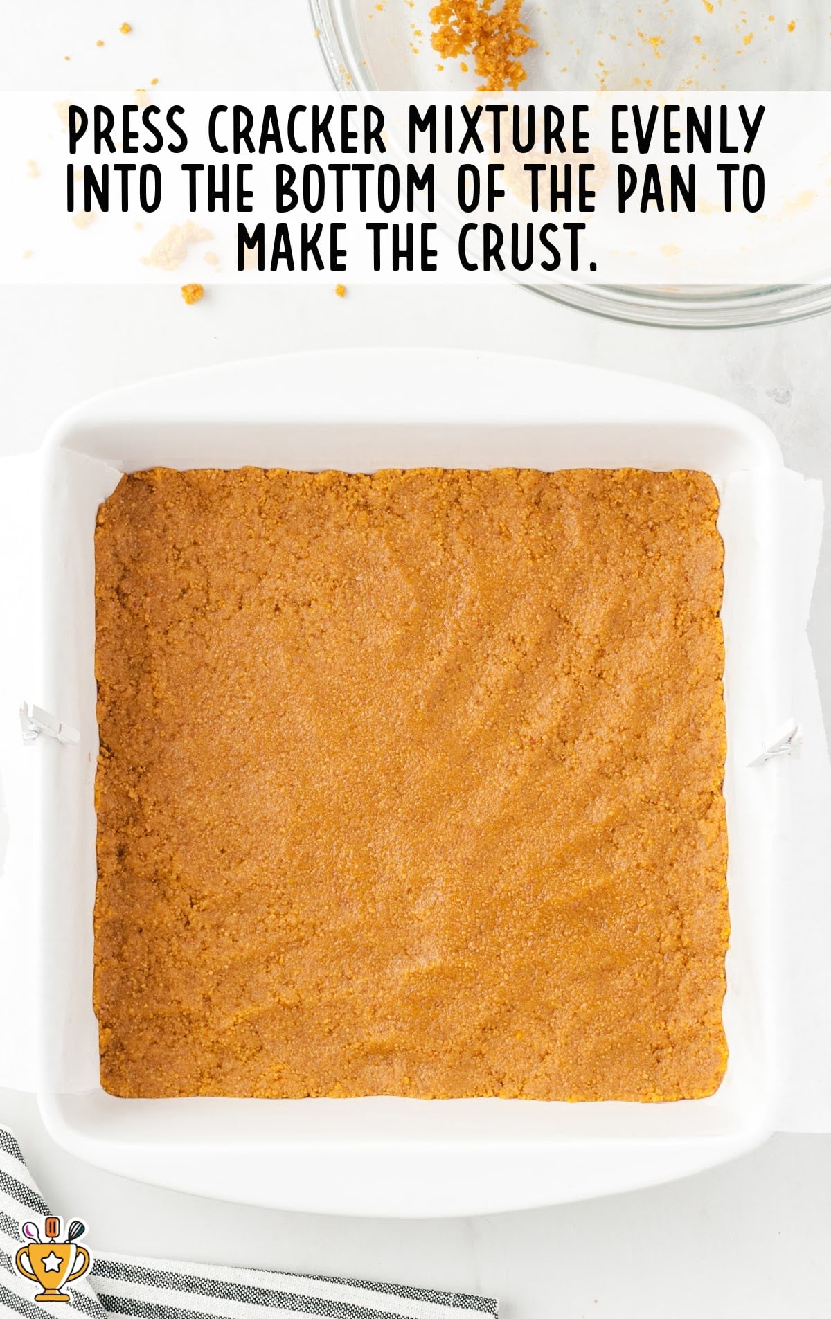 cracker mixture pressed in a baking pan