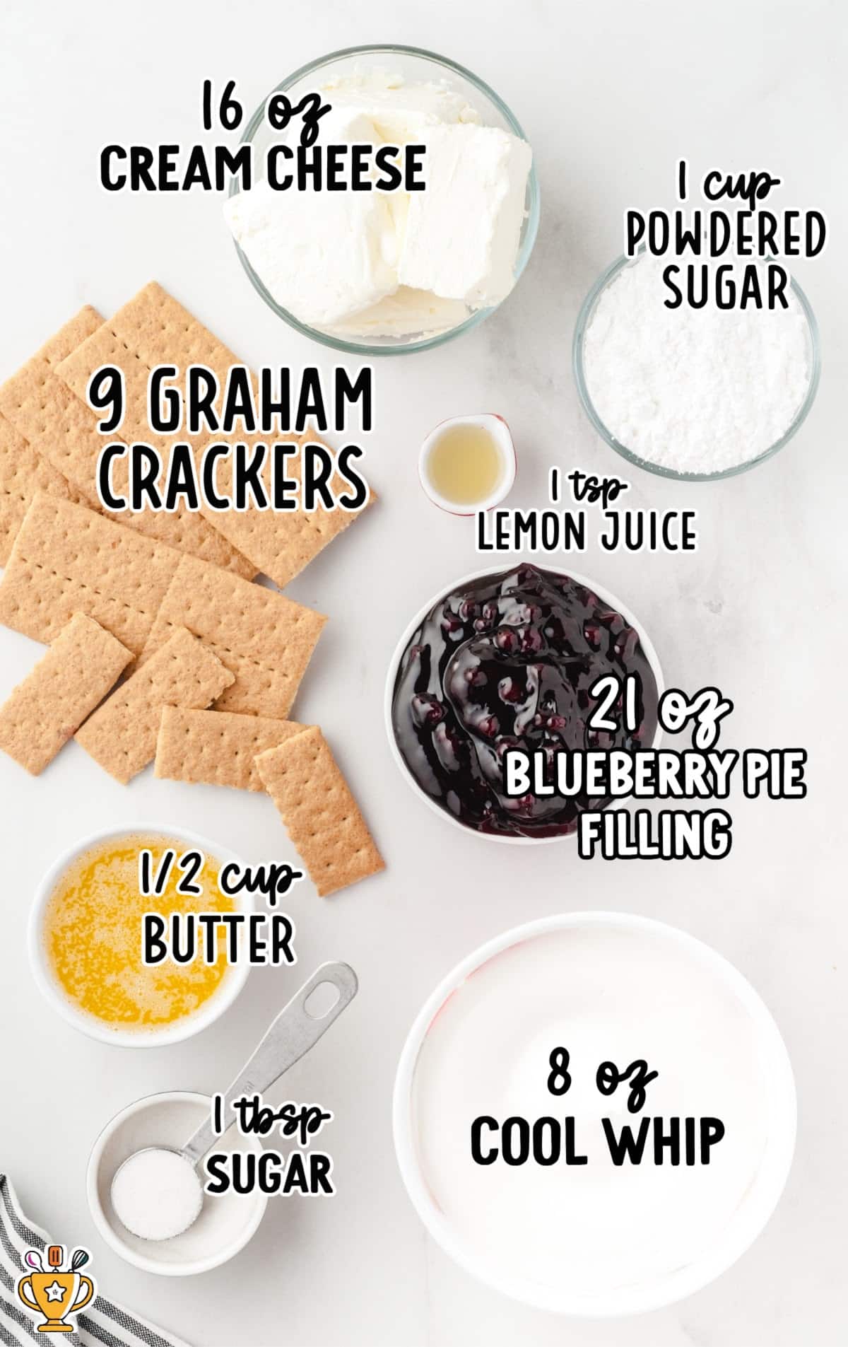 ingredients for making No Bake Blueberry Cheesecake