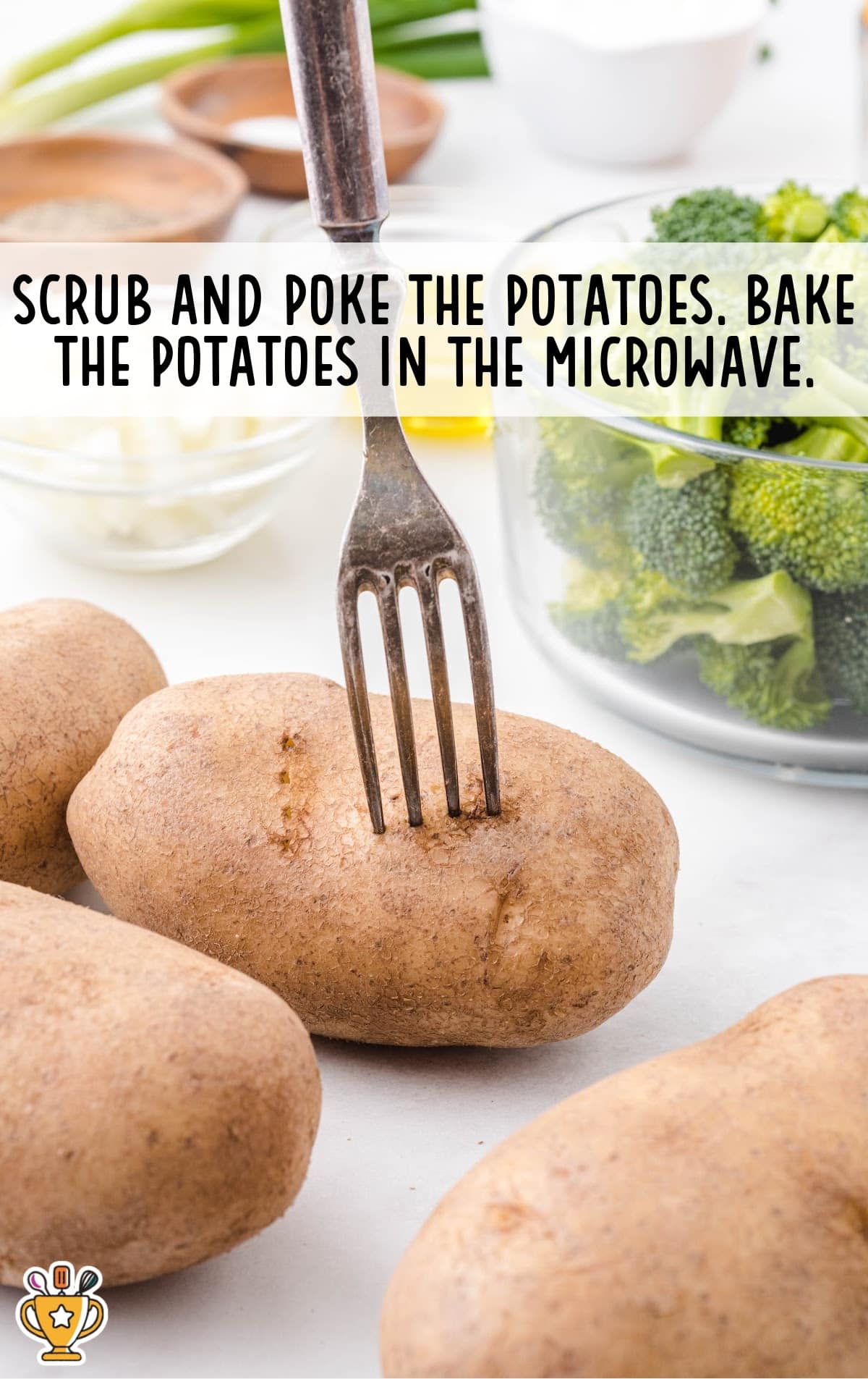 poking potatoes using a fork