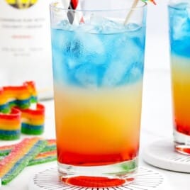 two Rainbow Drinks in glasses