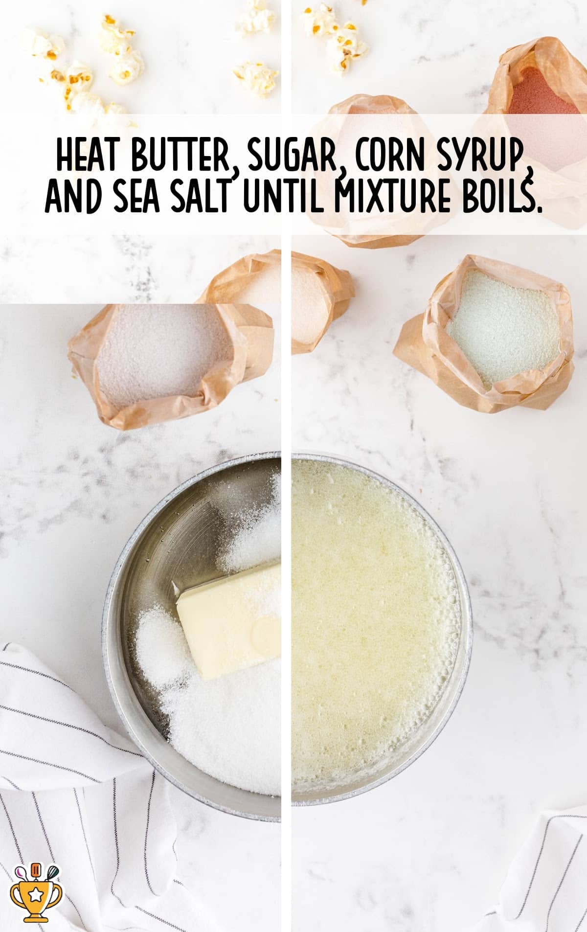butter, sugar, corn syrup and sea salt mixed together