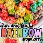 Rainbow Popcorn in a bowl