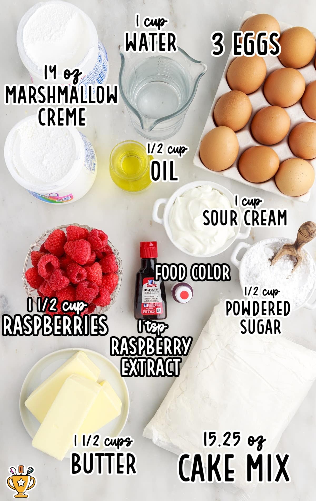 ingredients for making Raspberry Cupcakes