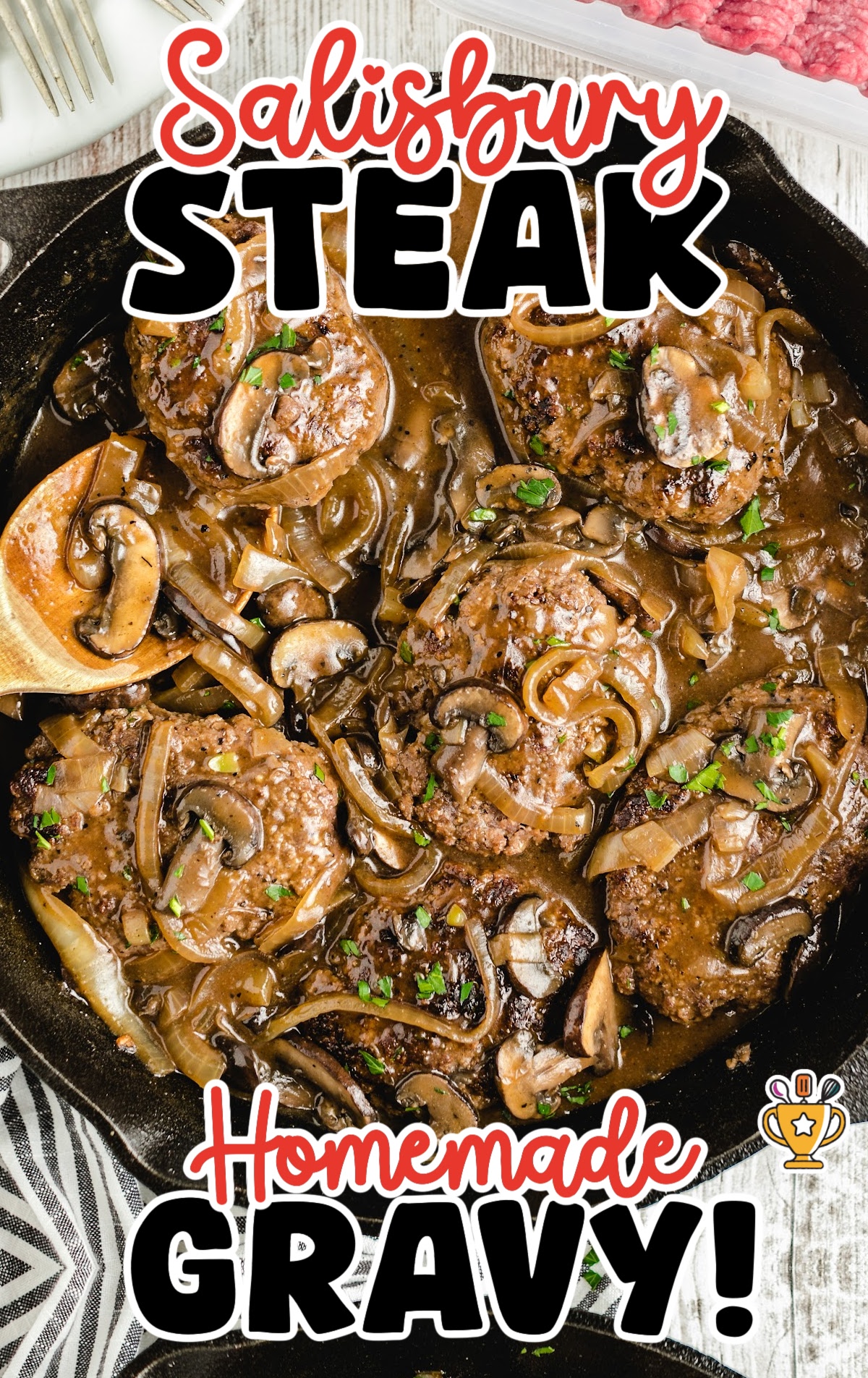 Salisbury Steak in a frying pan