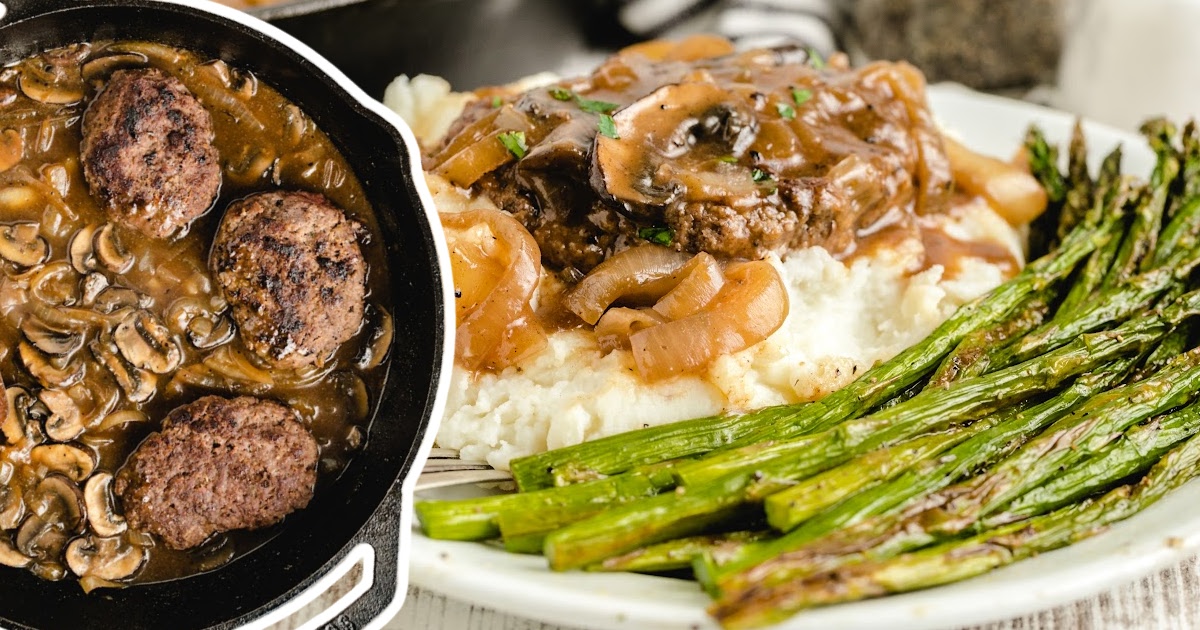 Salisbury Steak in a frying pan