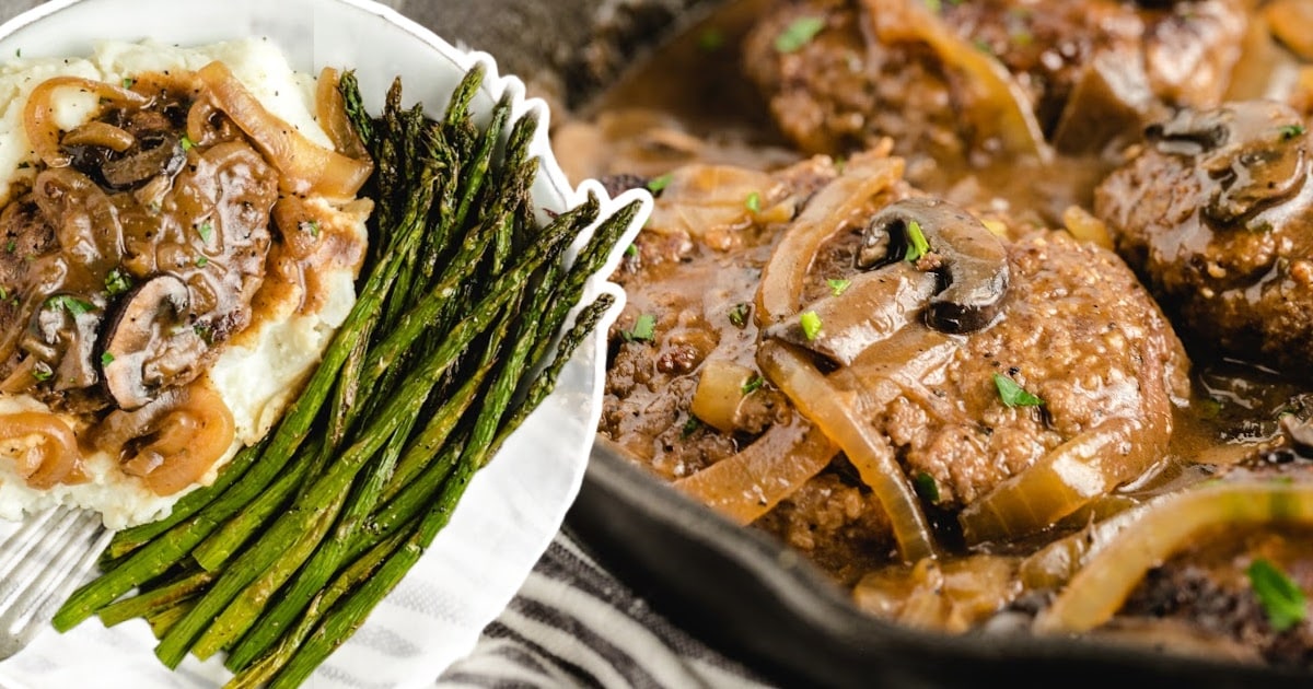 Salisbury Steak in a frying pan