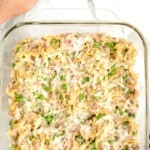 Tuna Casserole in a baking dish