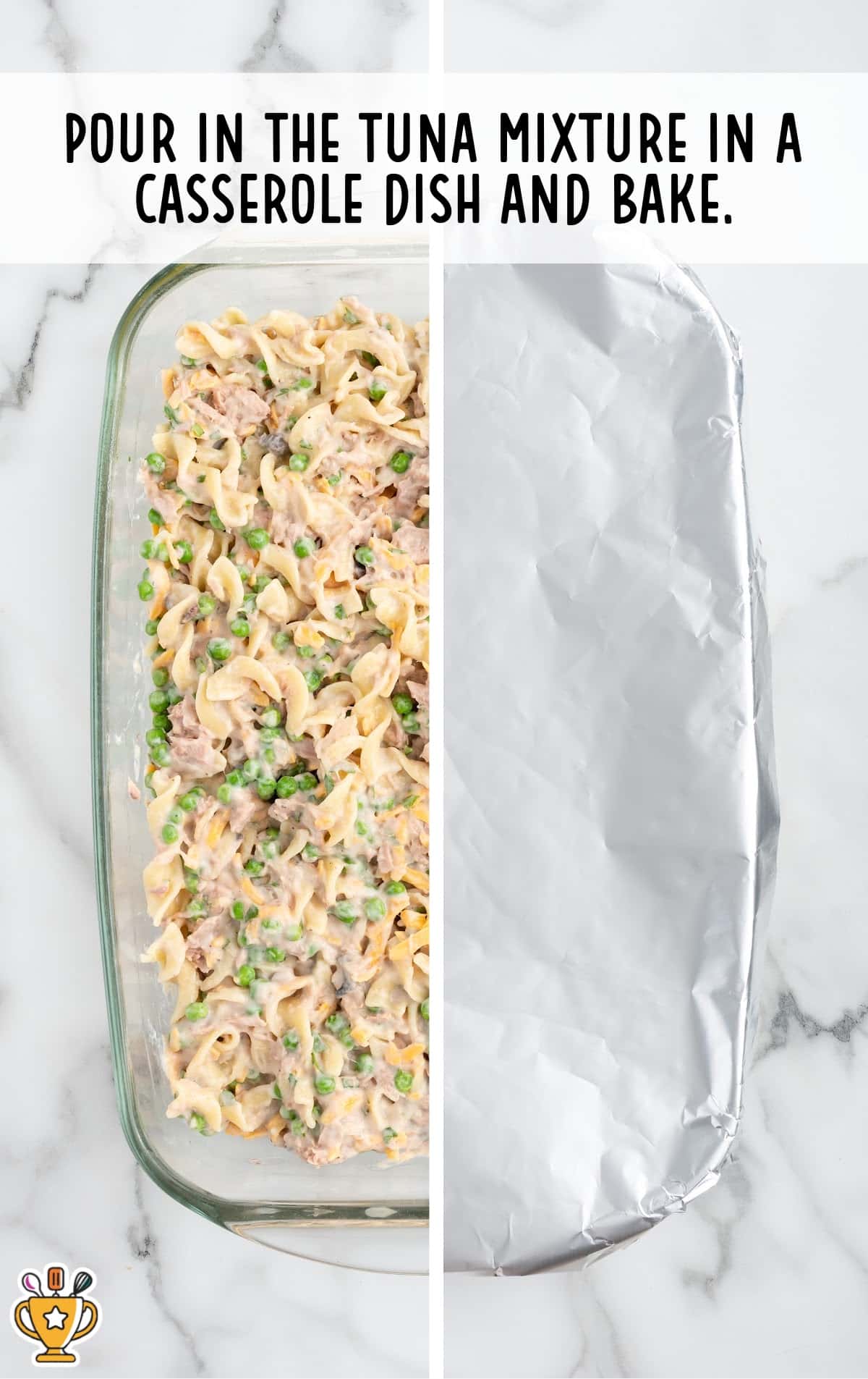tuna mixture in a baking dish