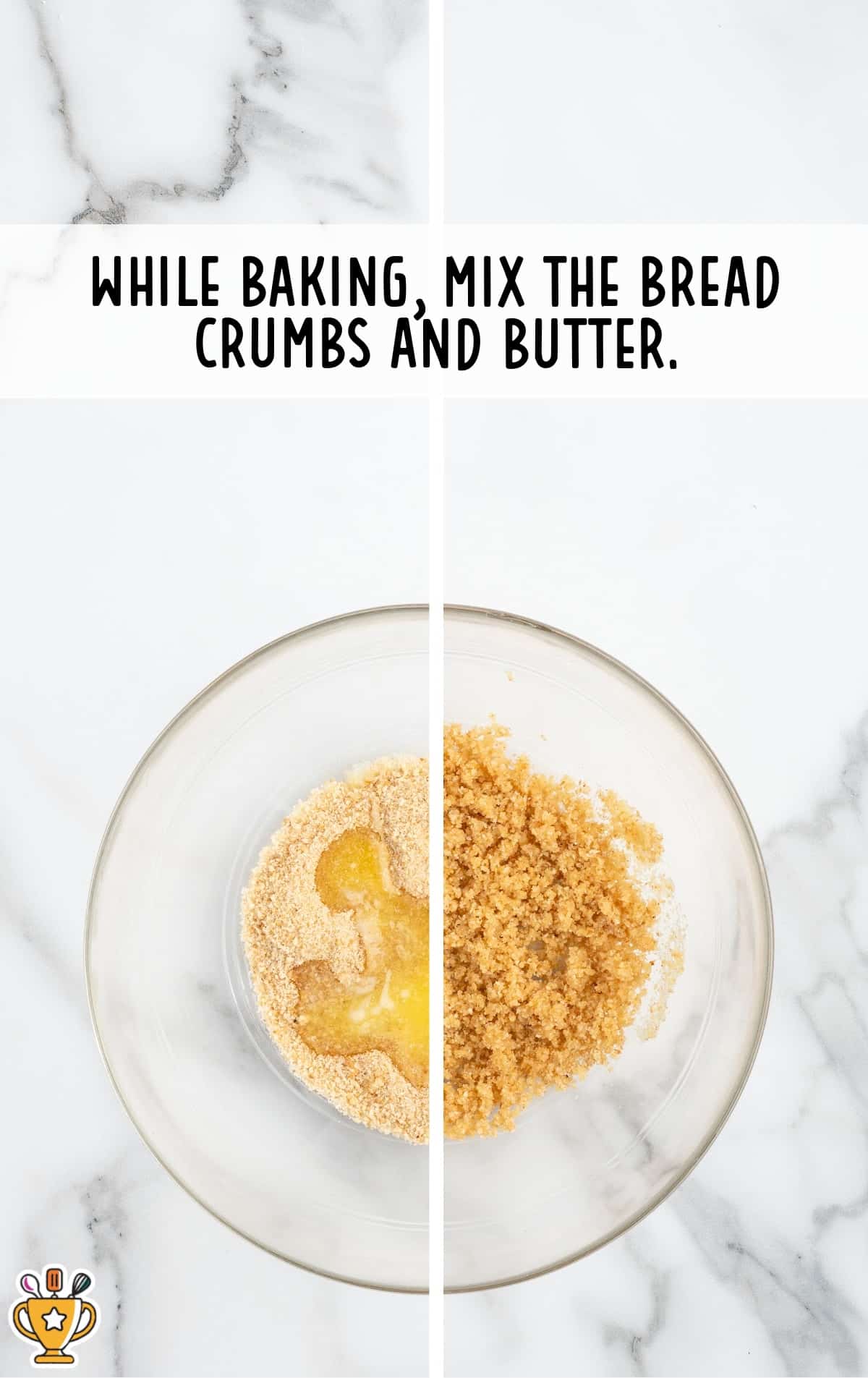 bread crumbs mixed with butter in a bowl