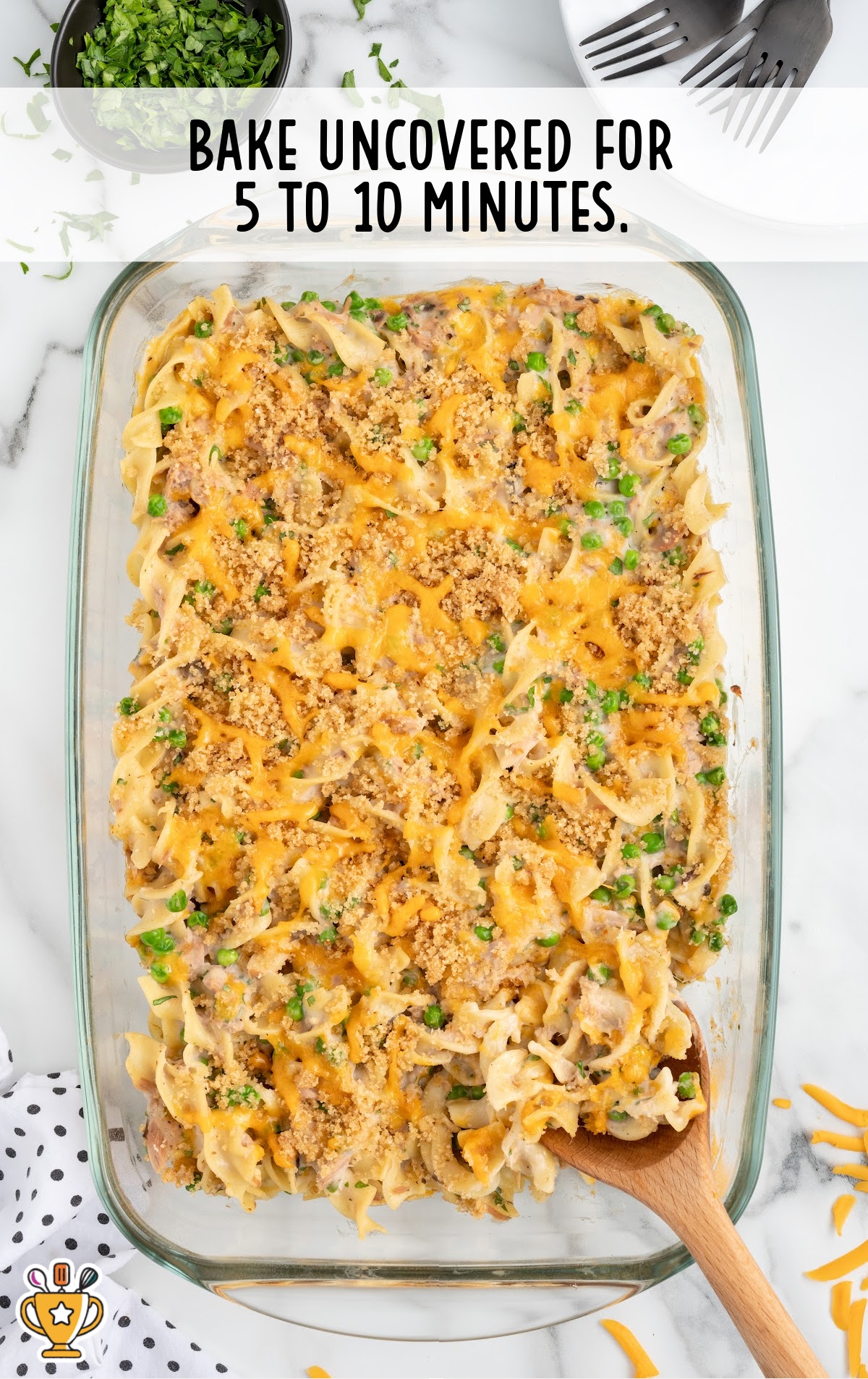 baked Tuna Casserole in a baking dish
