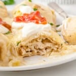 White Chicken Enchiladas on a plate
