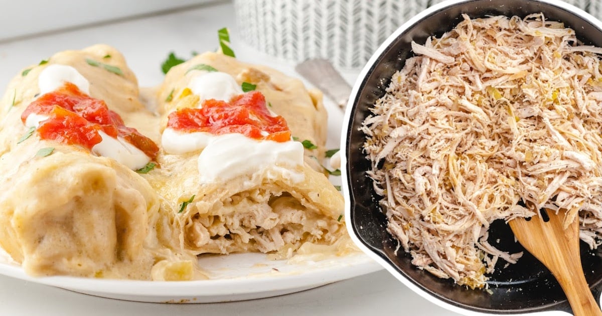 White Chicken Enchiladas on a plate