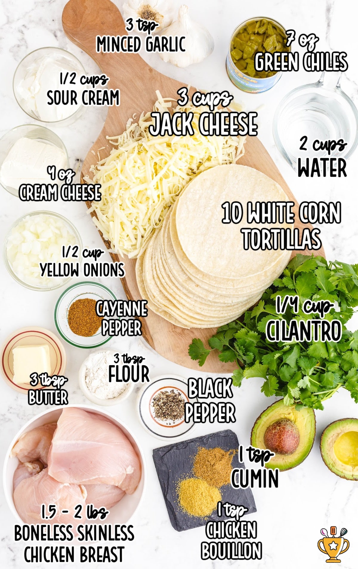 ingredients for making White Chicken Enchiladas