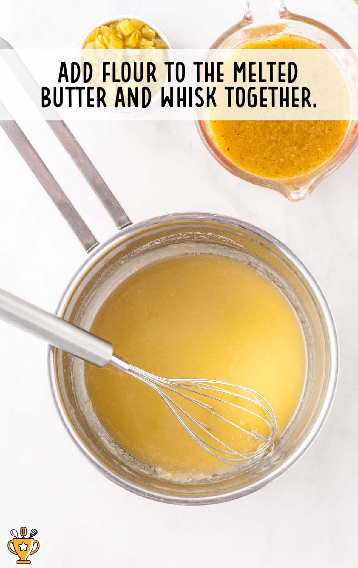 flour added to the melted butter