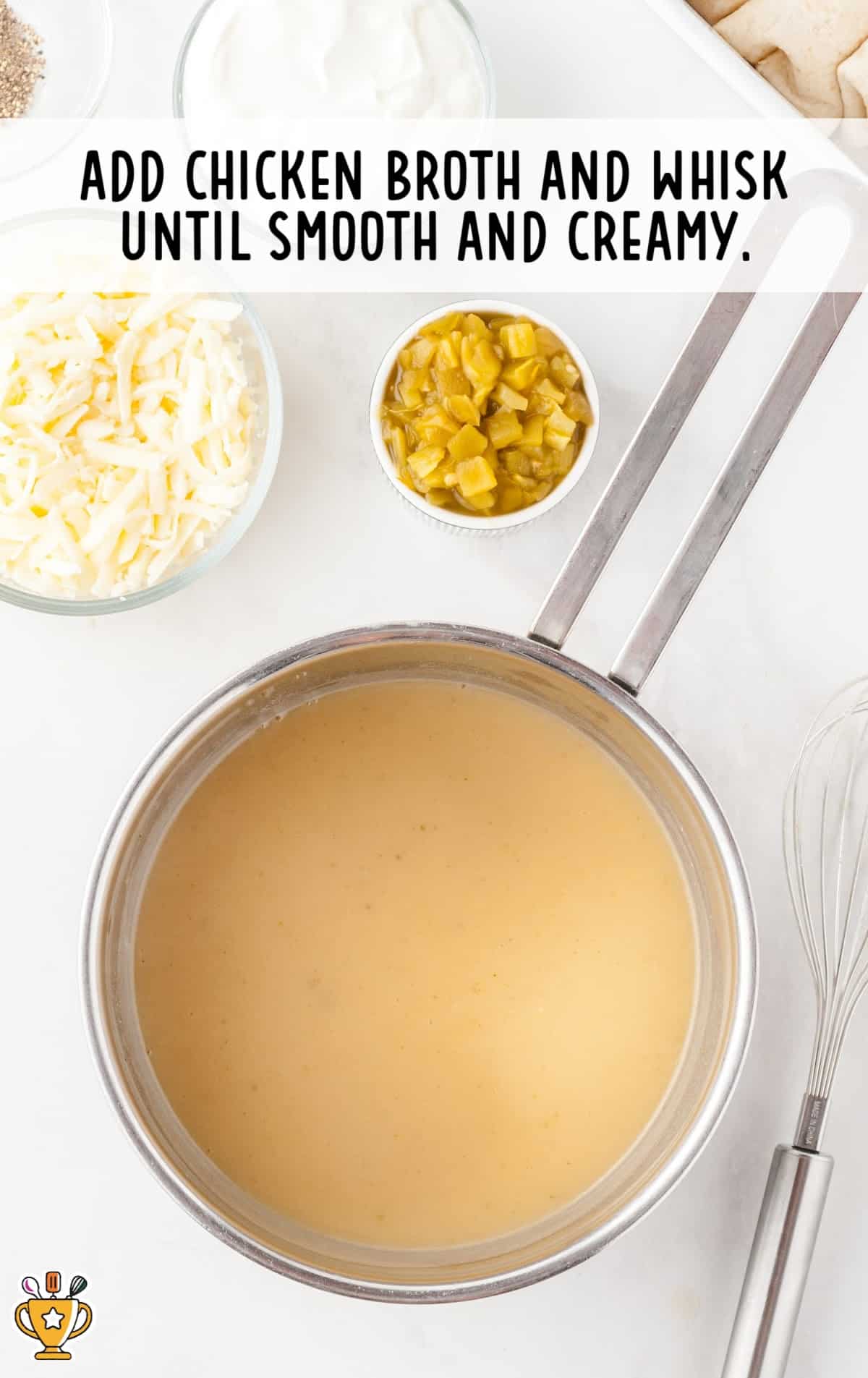 chicken broth in a pan