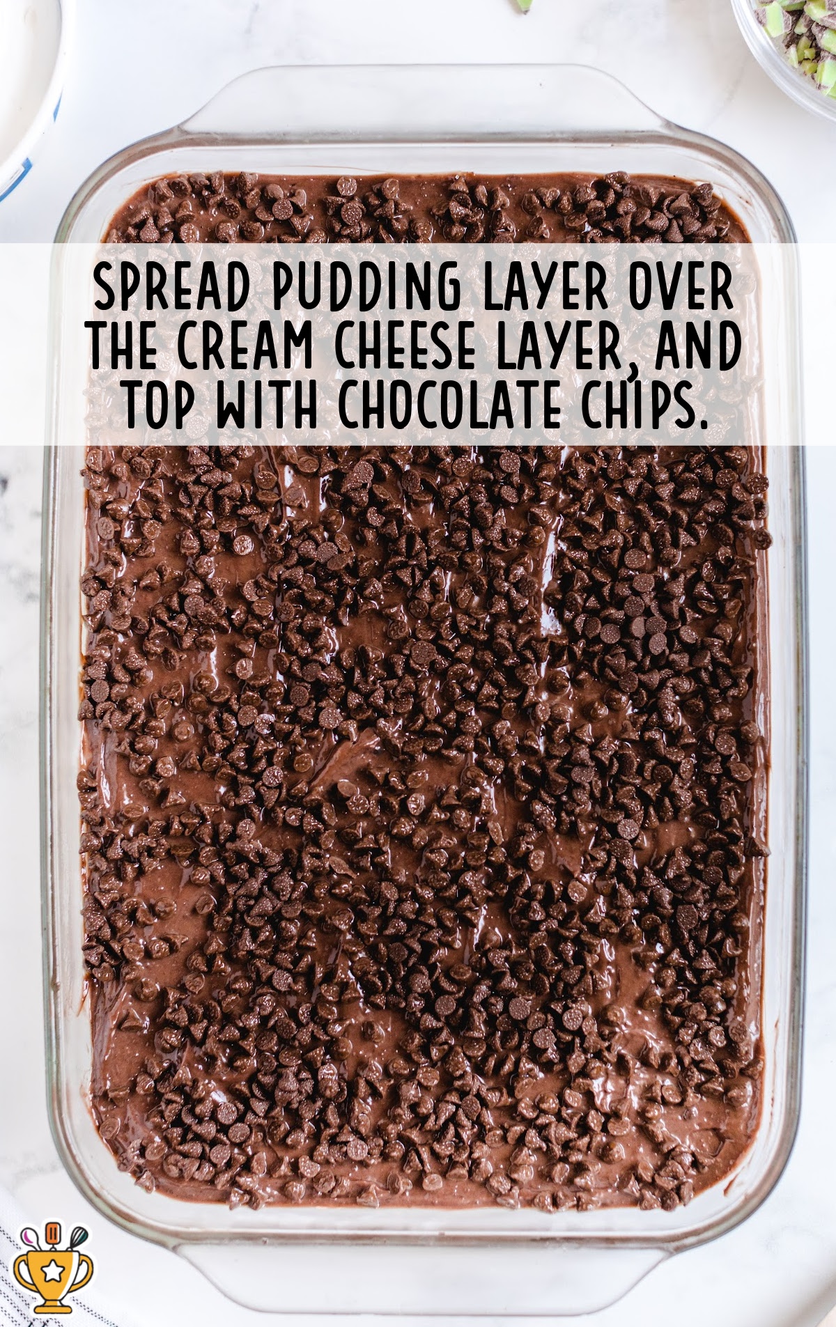 pudding layer spread over the cream cheese layer