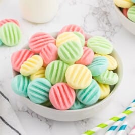 a bowl full of Cream Cheese Mints