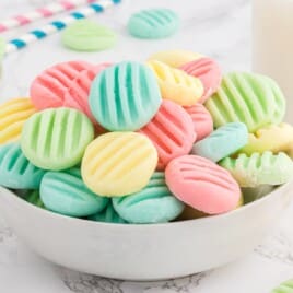 a bowl full of Cream Cheese Mints