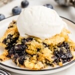 Lemon Blueberry Cobbler served on a plate