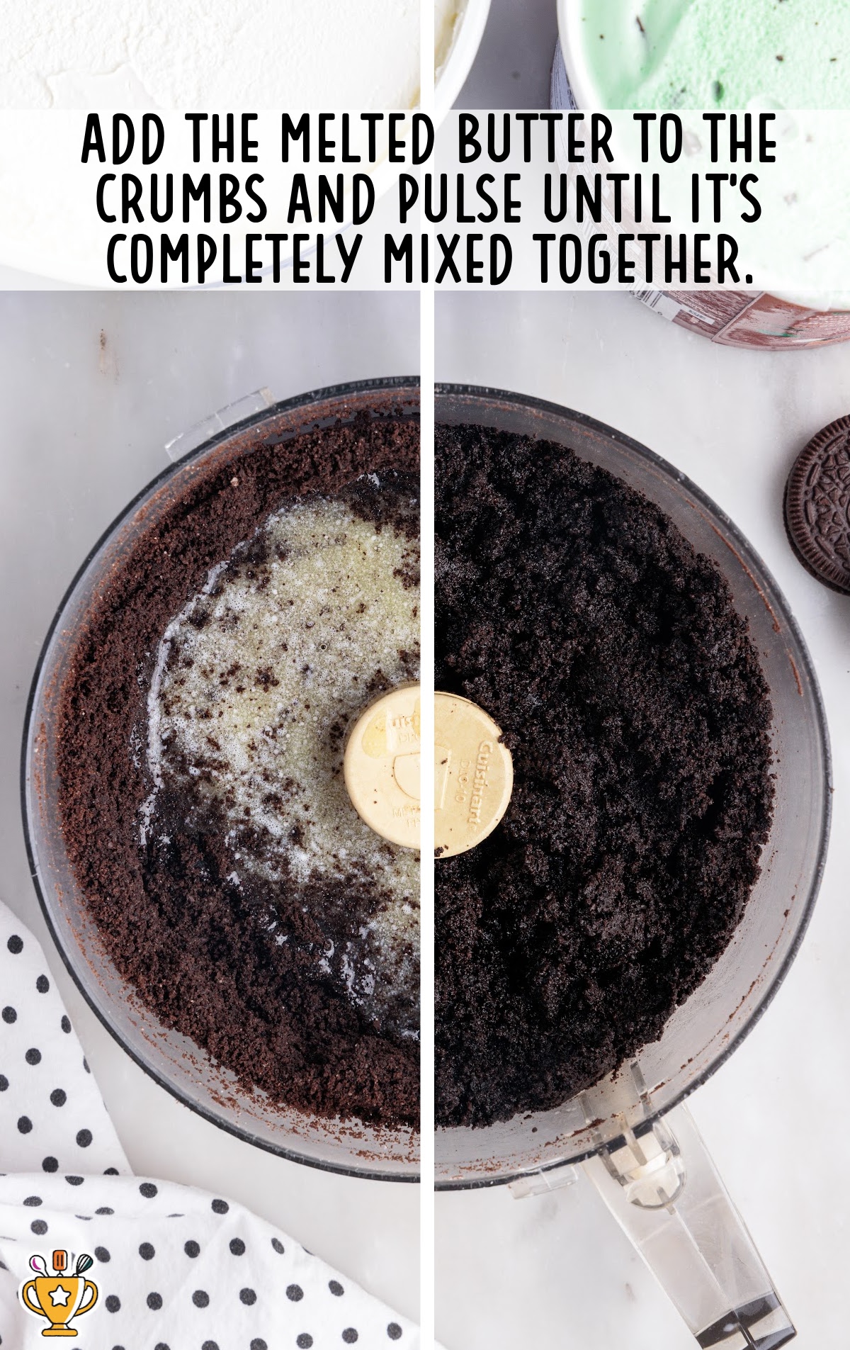 melted butter added to the crumbs