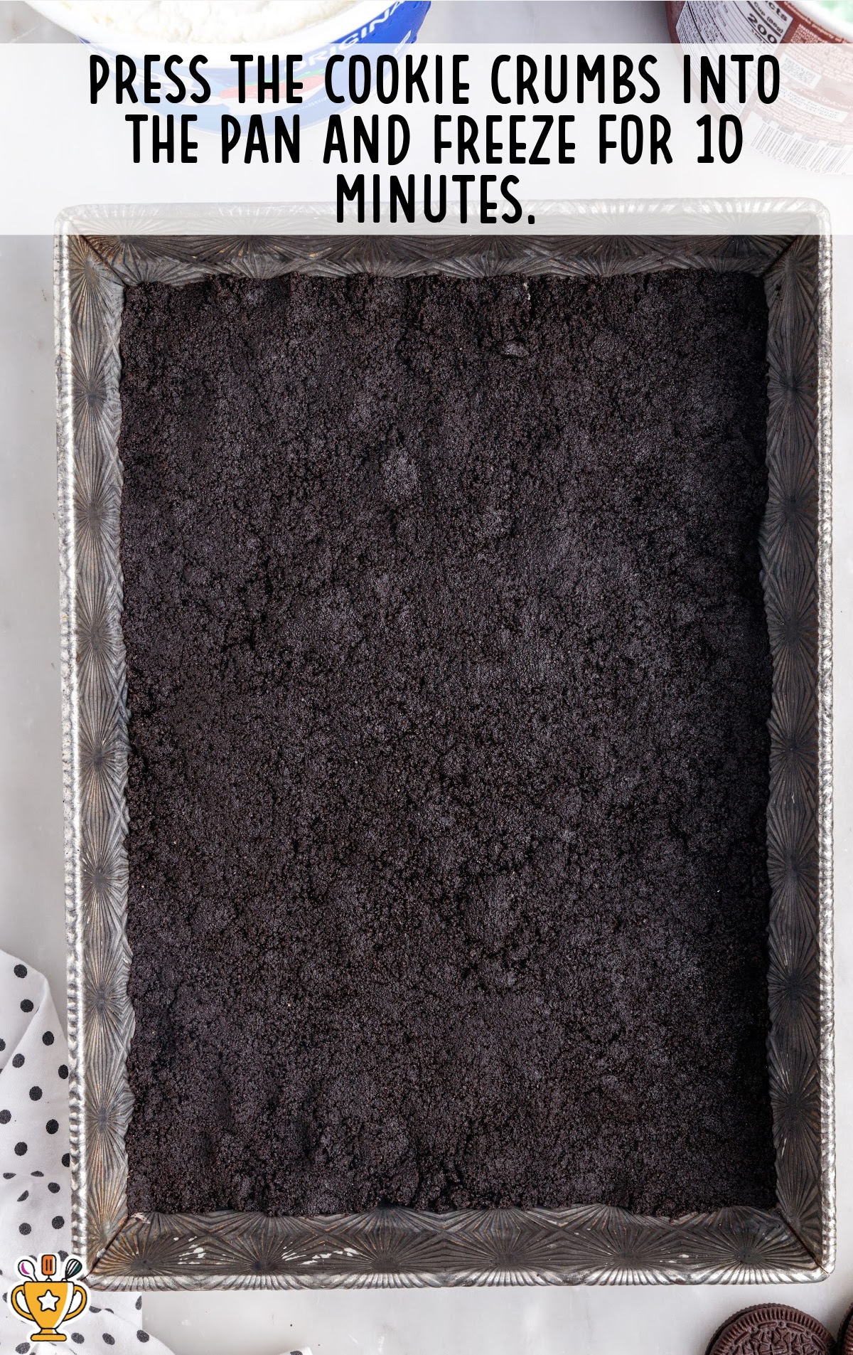 cookie crumbs pressed into the pan