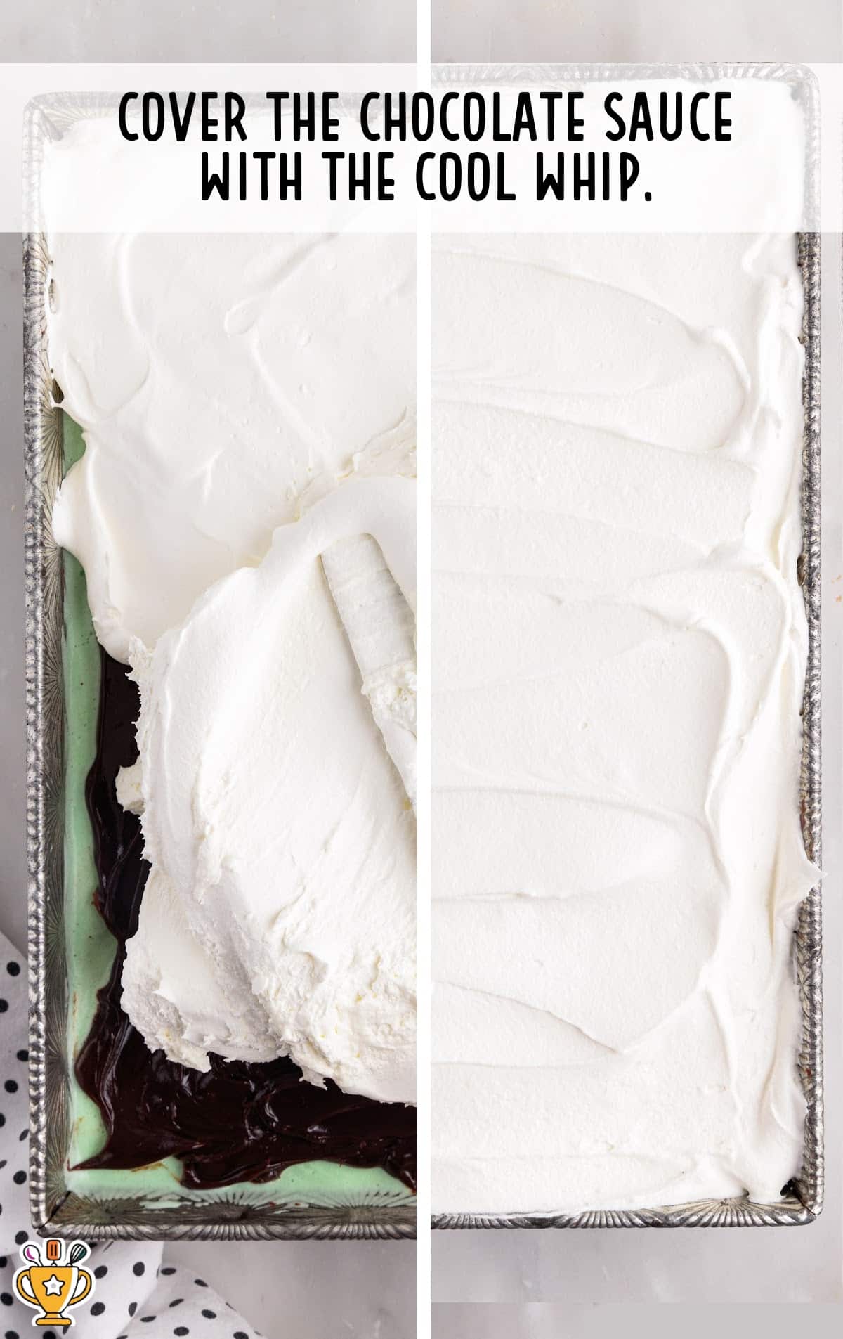 chocolate sauce covered with cool whip