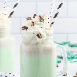 Mint Chocolate Chip Milkshake in mugs