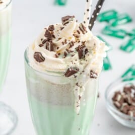 Mint Chocolate Chip Milkshake in a glass