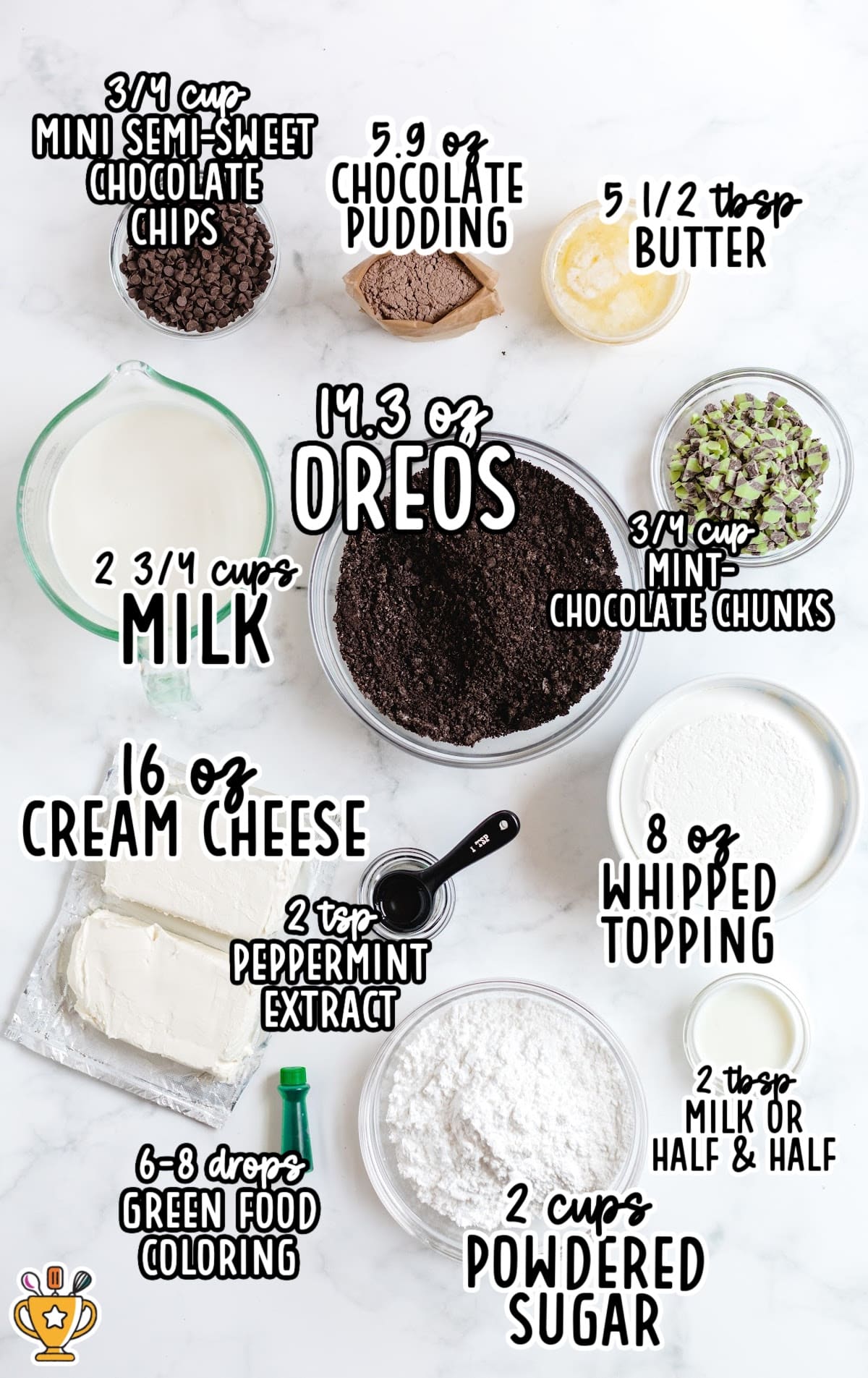 ingredients for making Chocolate Mint Lasagna