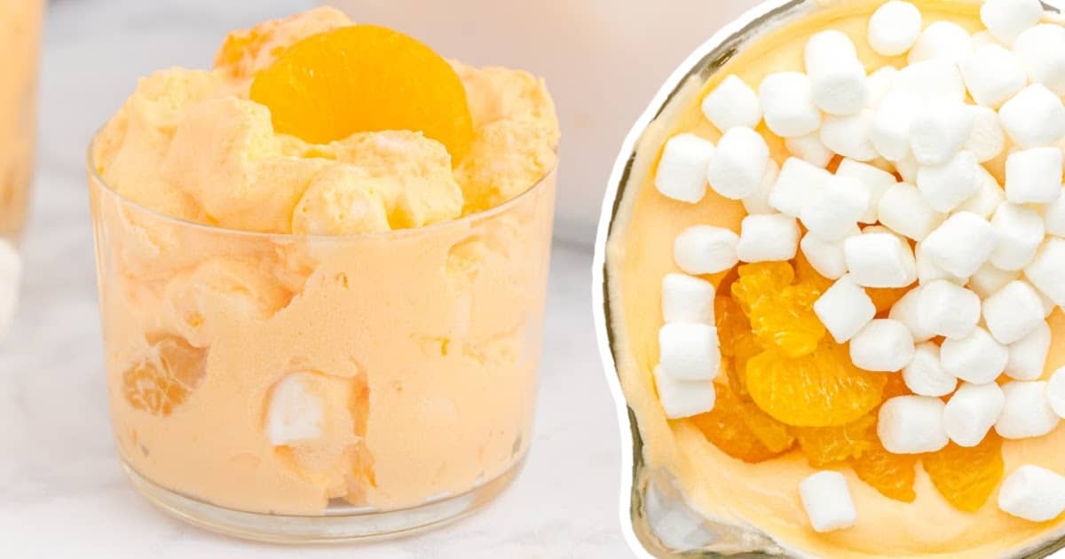 Orange Fluff in a bowl and in a glass