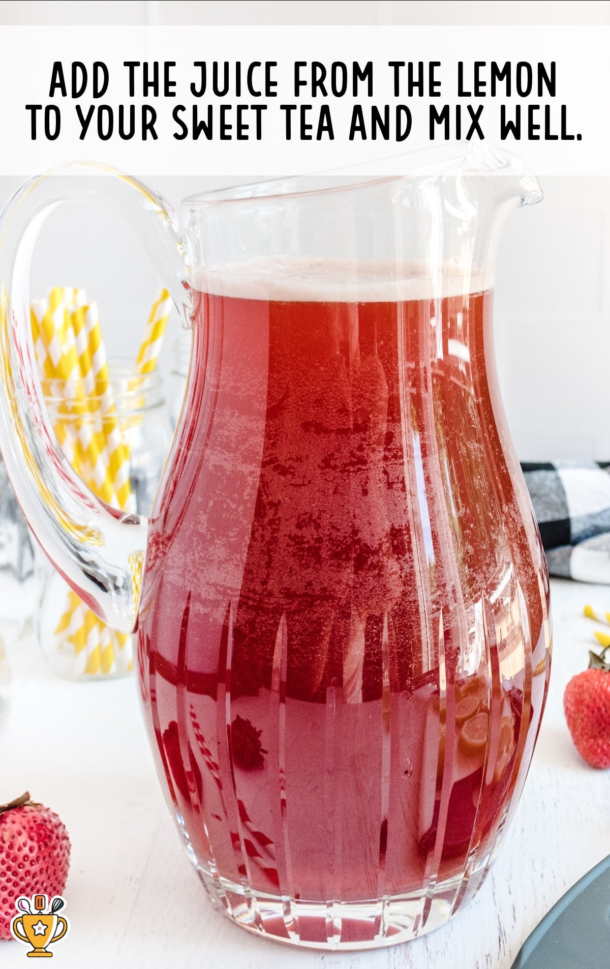 Southern Strawberry Sweet Tea in a jug