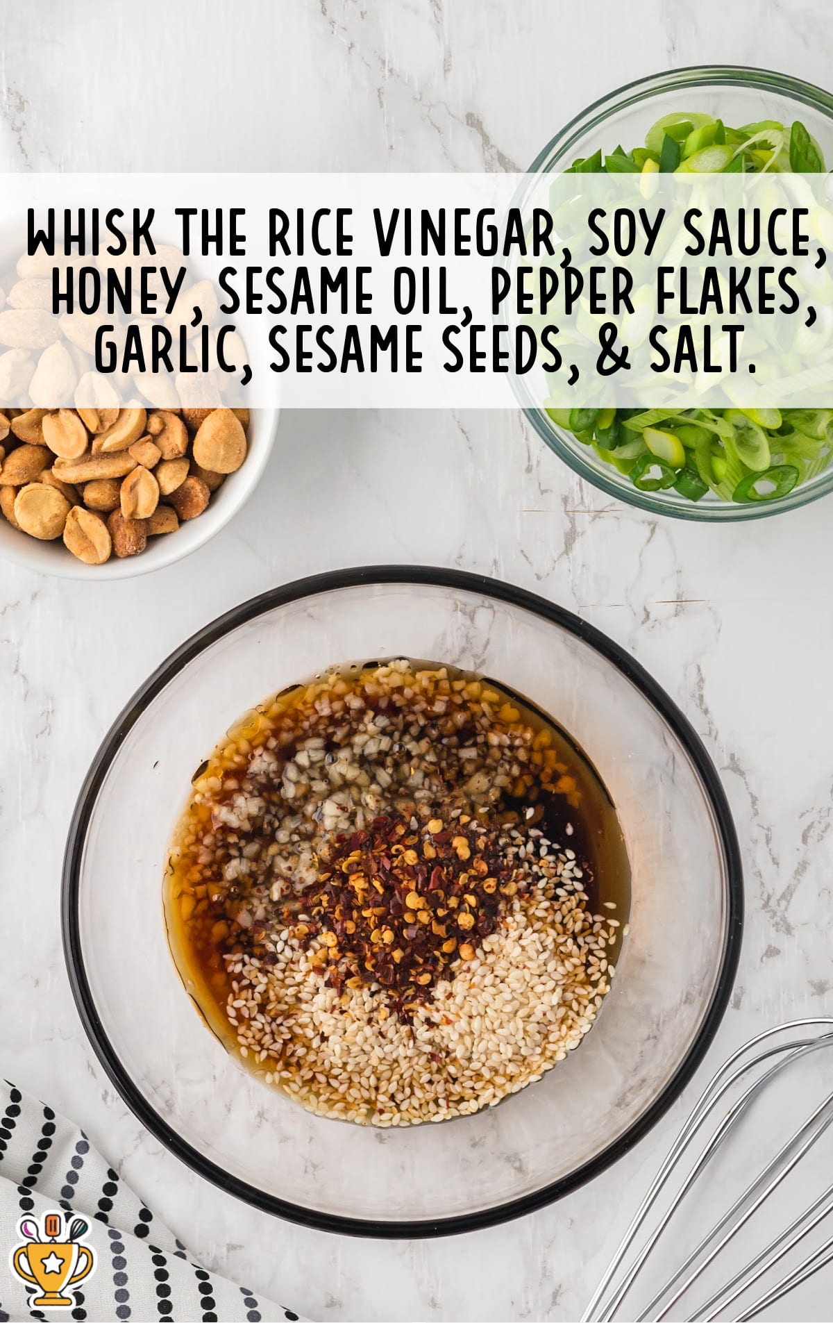 The dressing ingredients are mixed together.