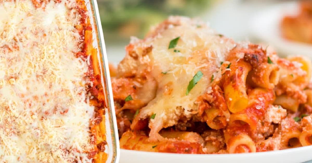 Baked Ziti on plate