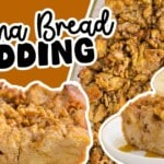 a piece of Banana Bread Pudding on a plate