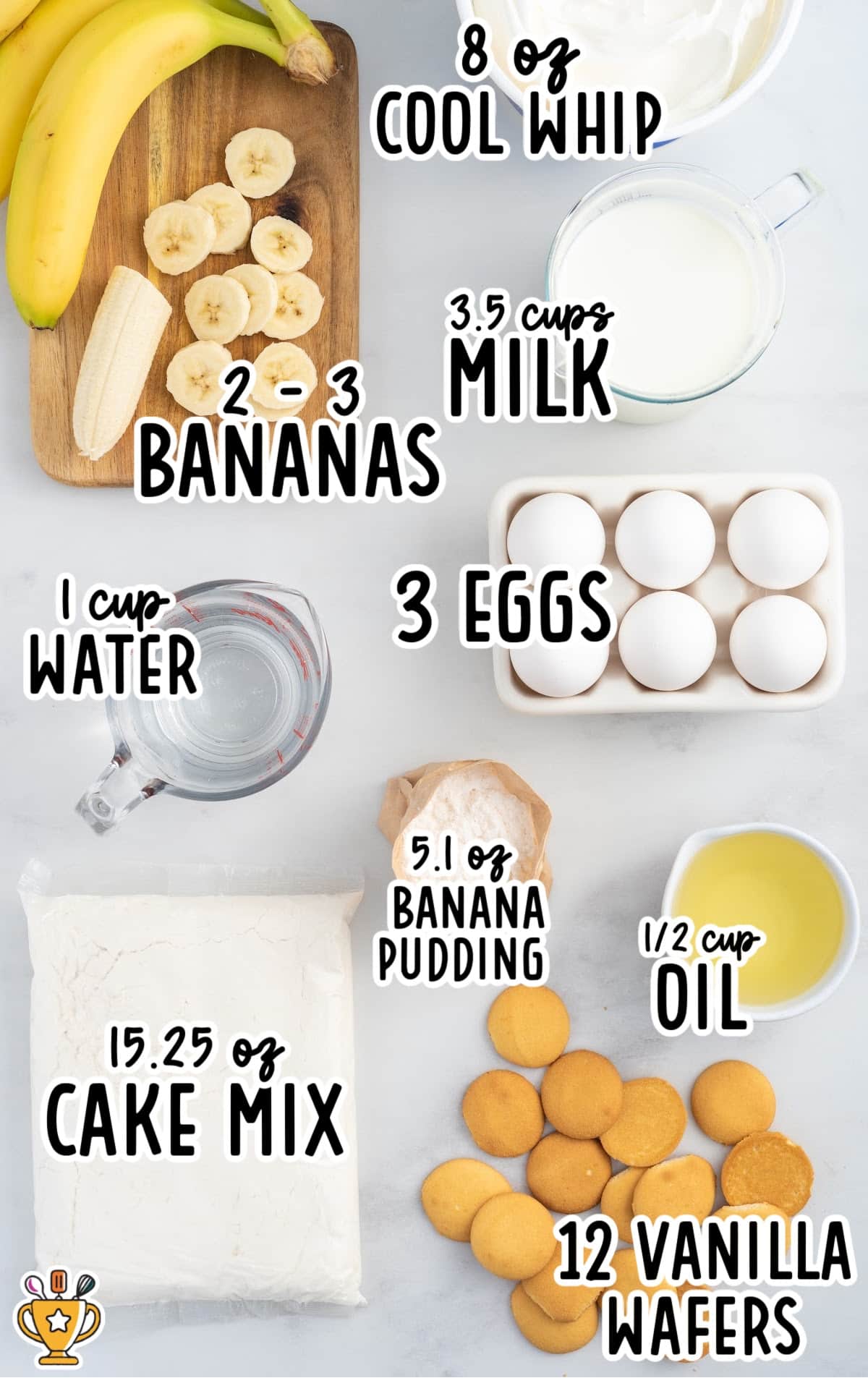 ingredients for making Banana Pudding Cake