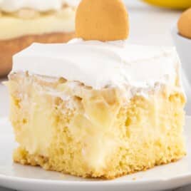 a piece of Banana Pudding Cake on a plate
