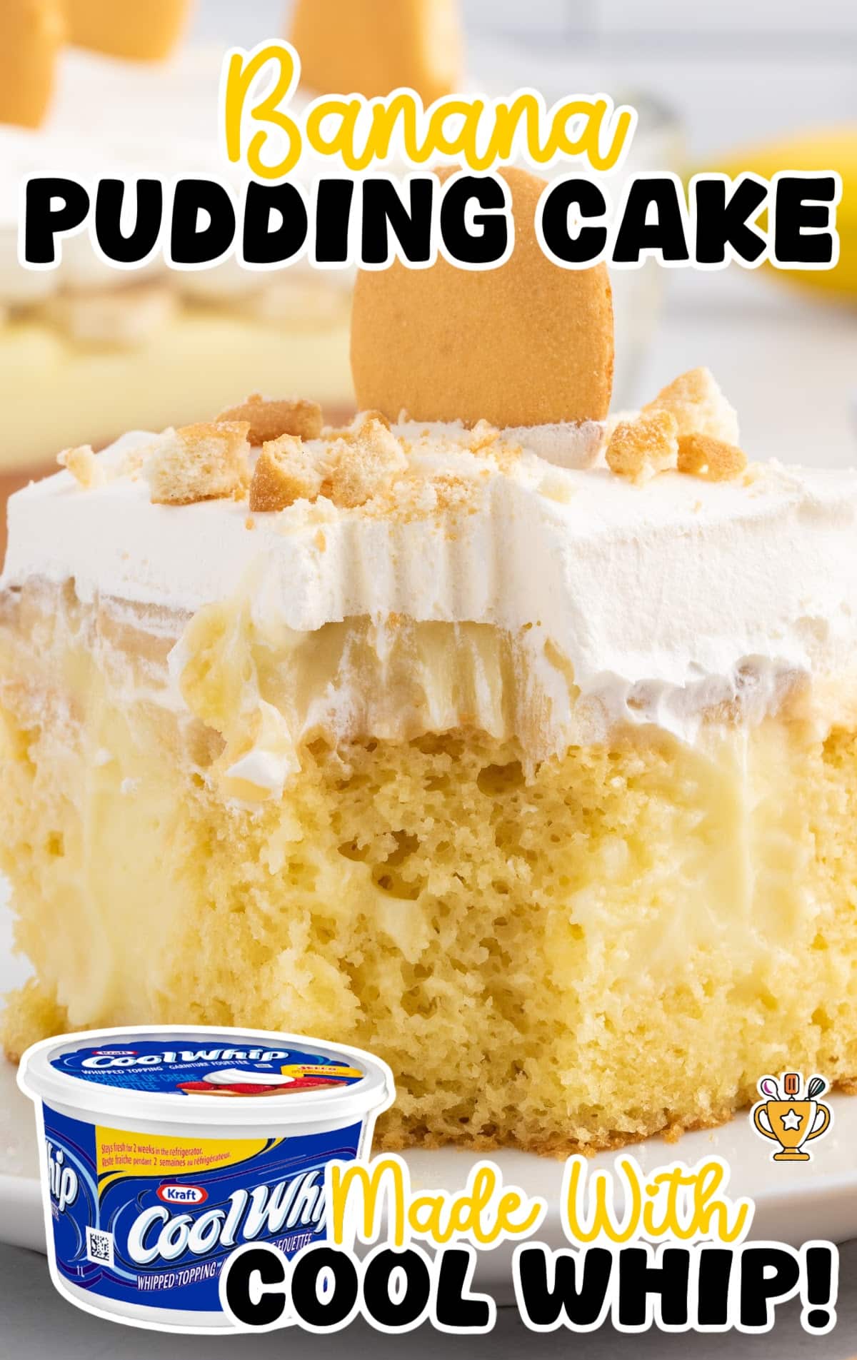 a piece of Banana Pudding Cake on a plate