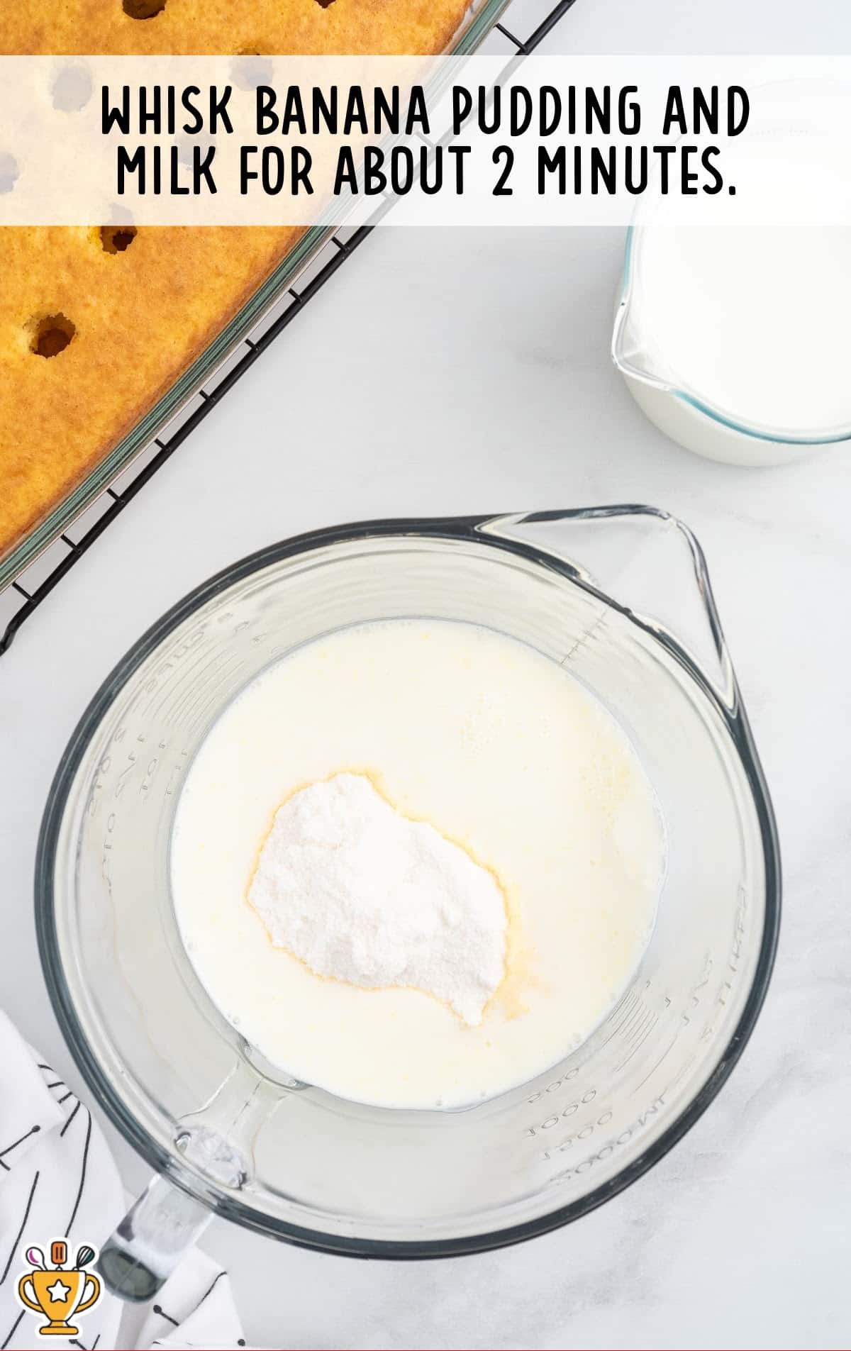 banana pudding and milk whisked in a bowl