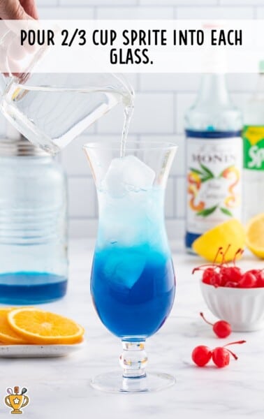 pouring sprite in a glass
