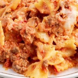 Bow tie Lasagna on a plate