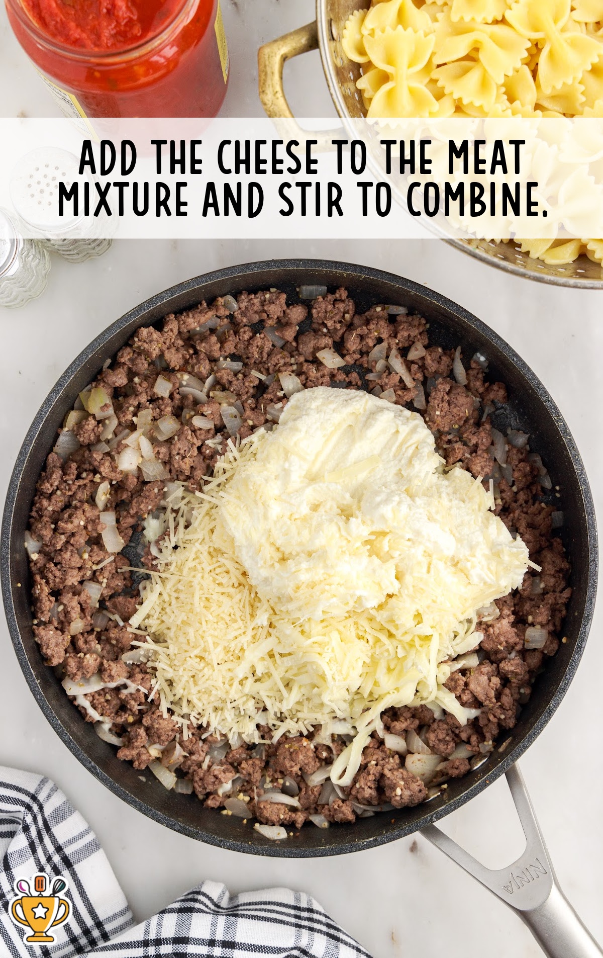 cheese added to the meat mixture
