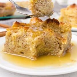 a piece of Bread Pudding on a plate
