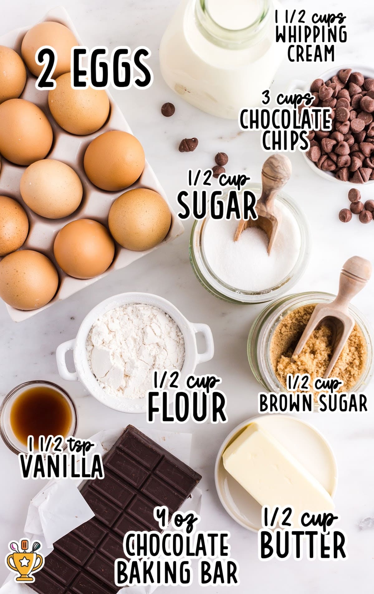 ingredients for making Brownie Cupcakes