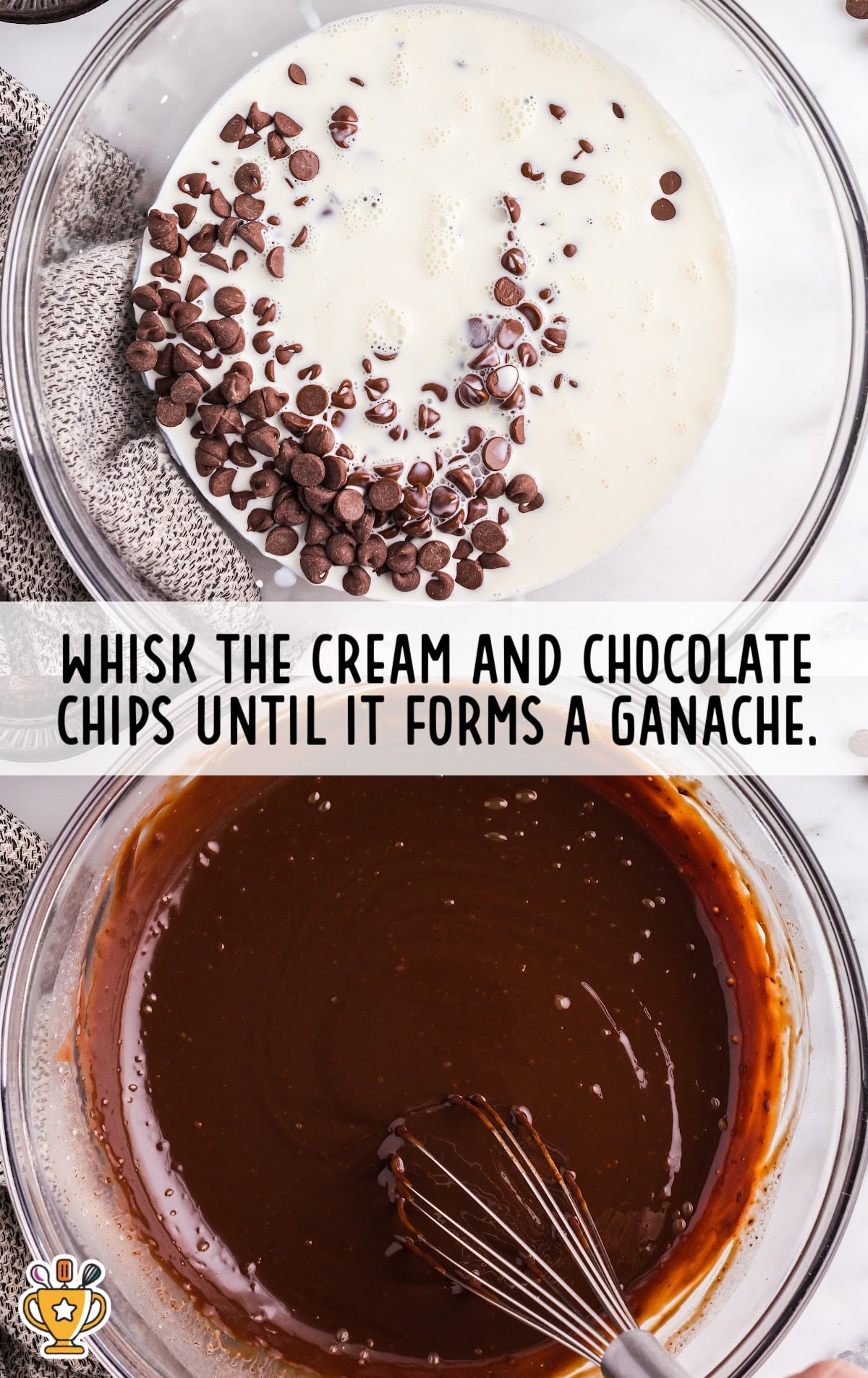 whisking the cream and chocolate chips
