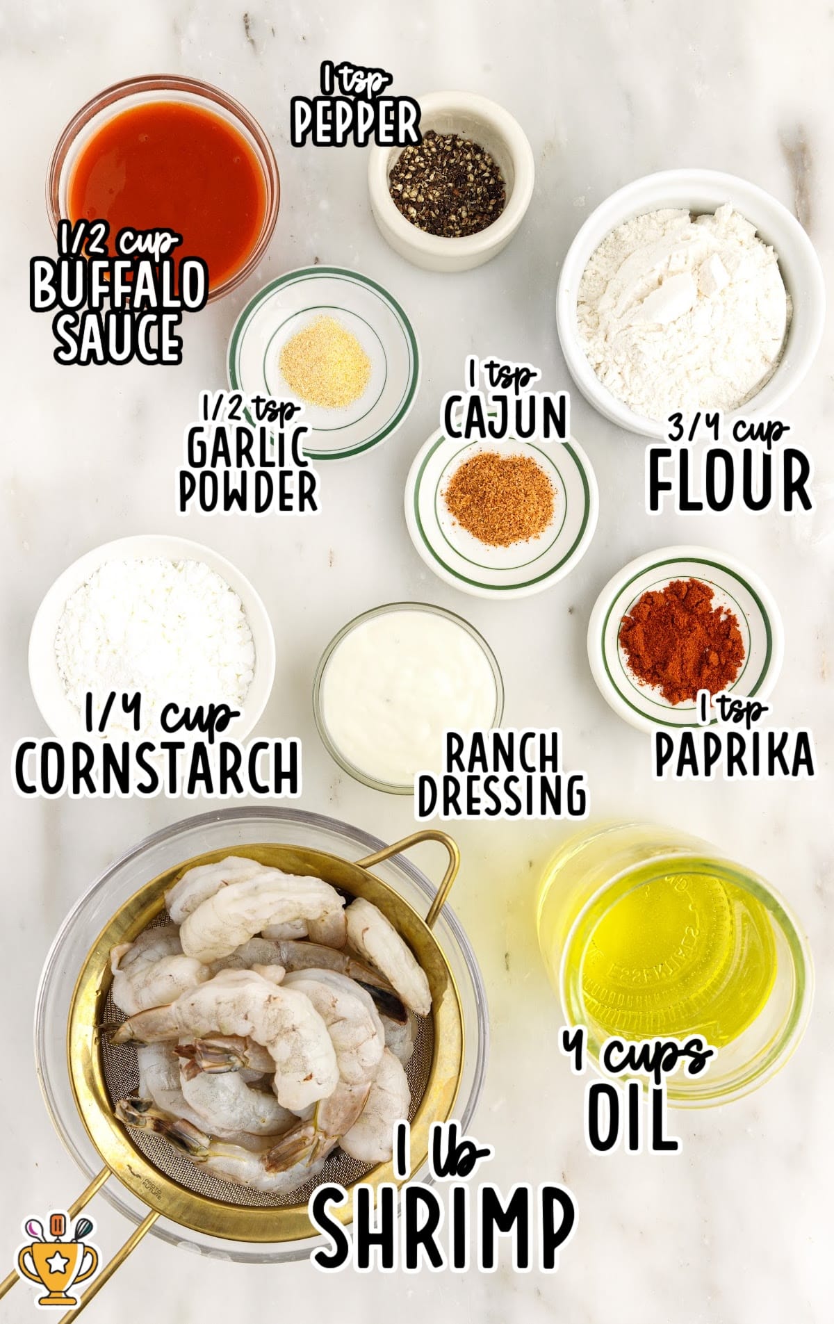ingredients for making Buffalo Shrimp