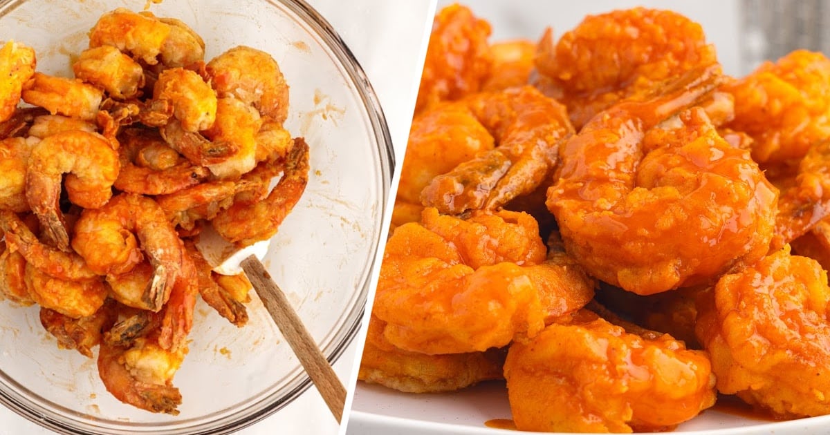Buffalo Shrimp in a bowl and on a plate