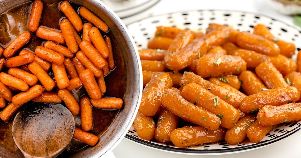 Candied Carrots on a plate and in a skillet