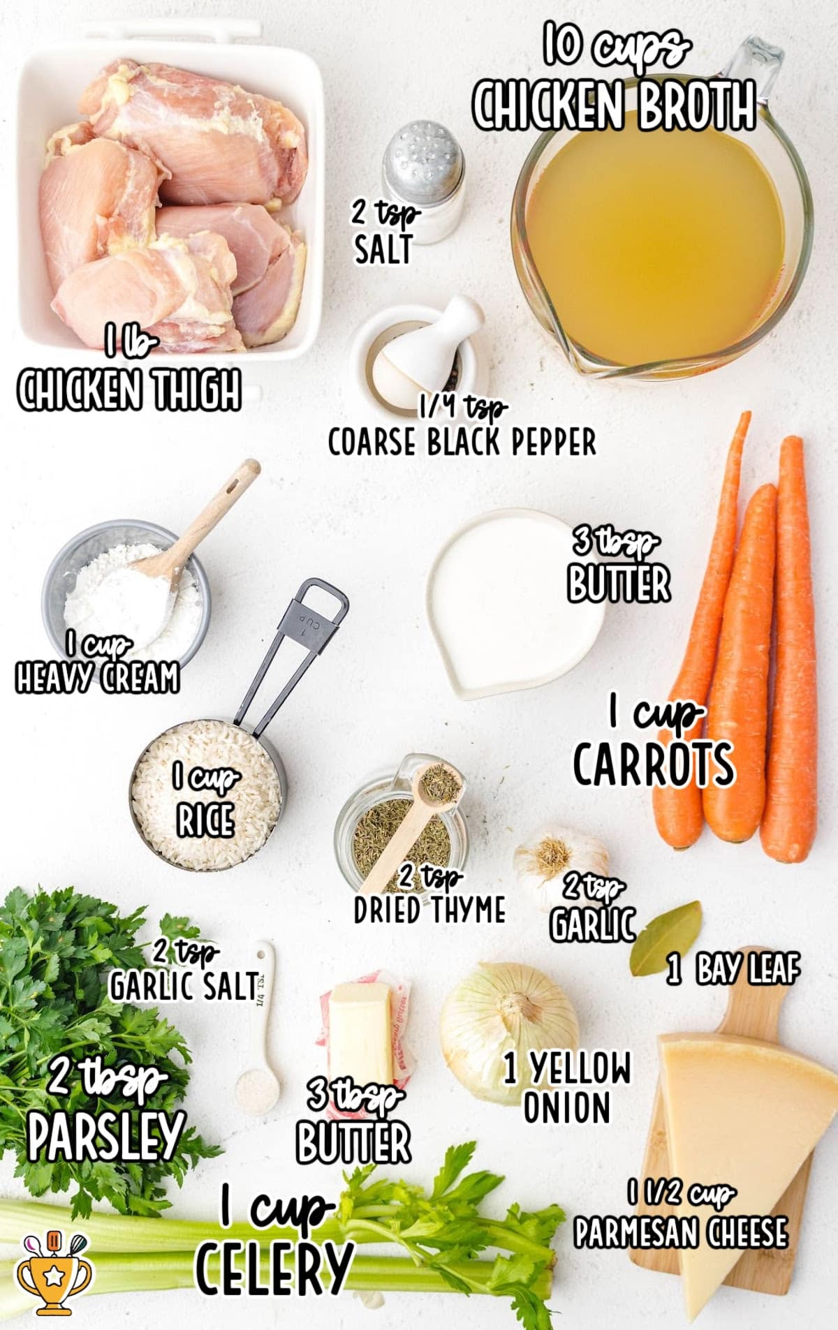 ingredients for making Chicken and Rice Soup