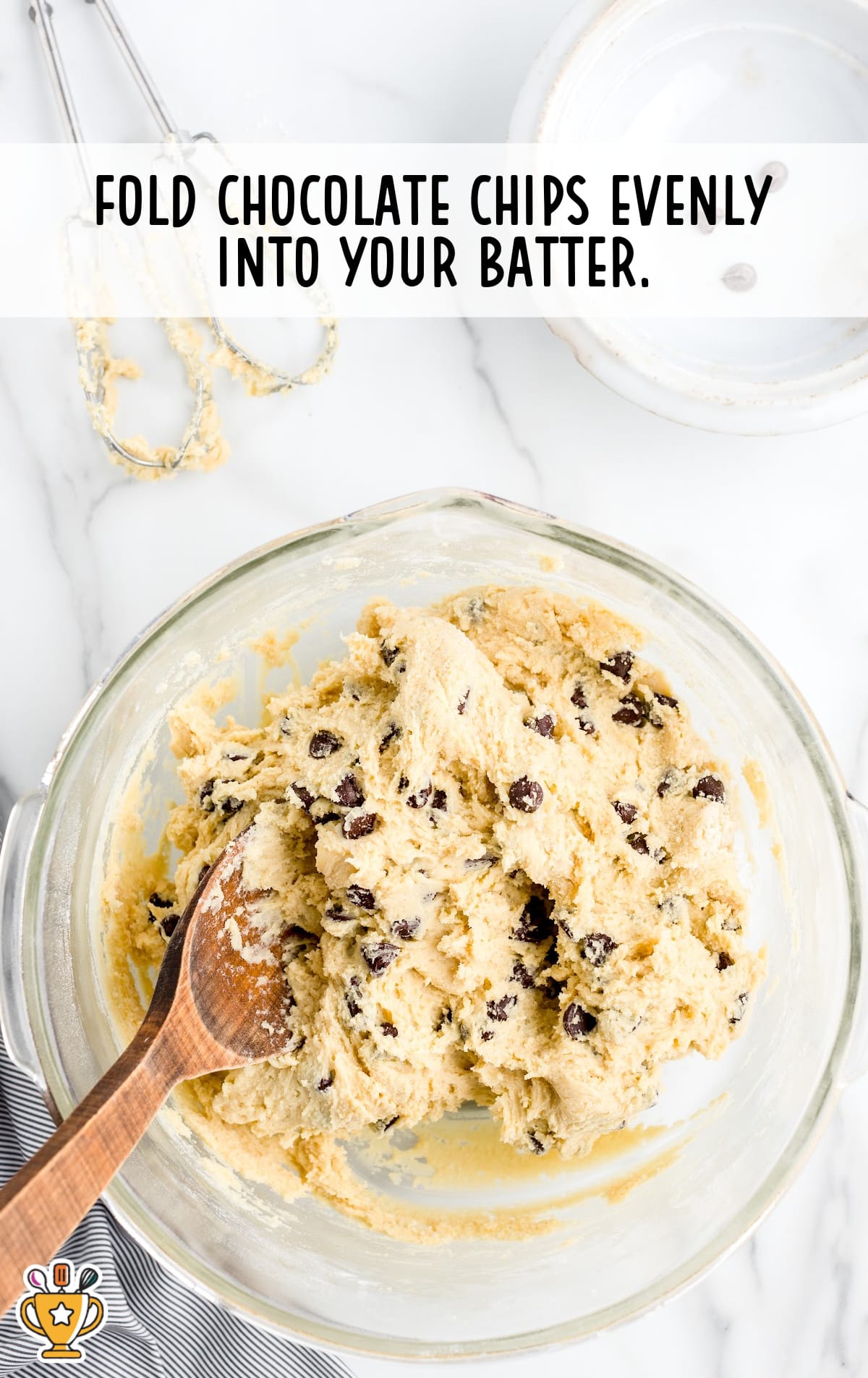 The chocolate chips are added in.